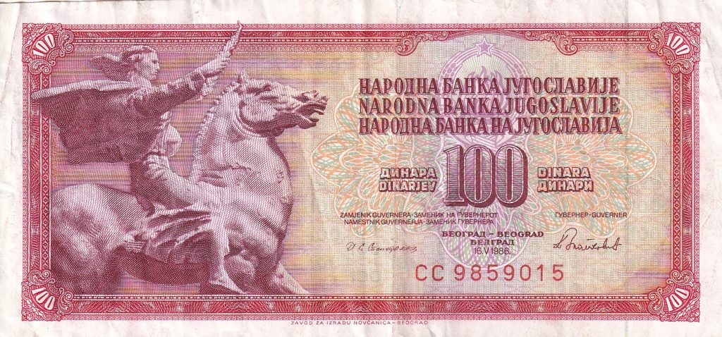 100 Dinarów, 1986 r. Jugosławia