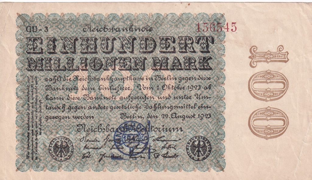 100 mln. Marek 1923 r. Niemcy