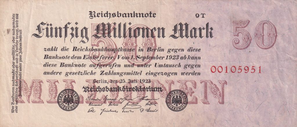 50 mln. Marek 1923 r. Niemcy