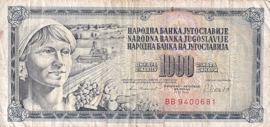 Jugosławia, 1000 Dinarów, 1981 r.