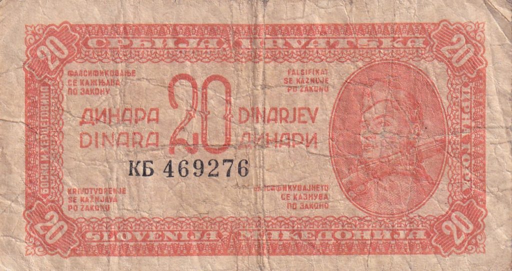 Jugosławia, 20 Dinarów, 1944 rok