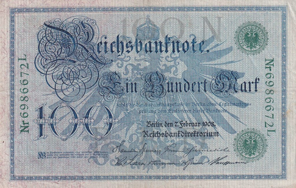 Cesarstwo Niemiec, 100 marek, 1908 r.