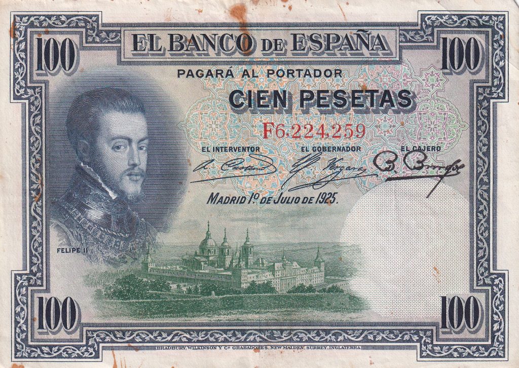 Hiszpania, 100 Pesetas, 1925 r.