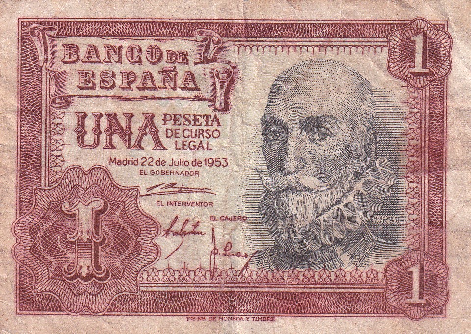 Hiszpania, 1 Pesetas, 1953 r.