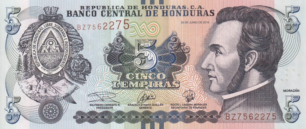 Honduras, 5 Lempiras, 2019 r.